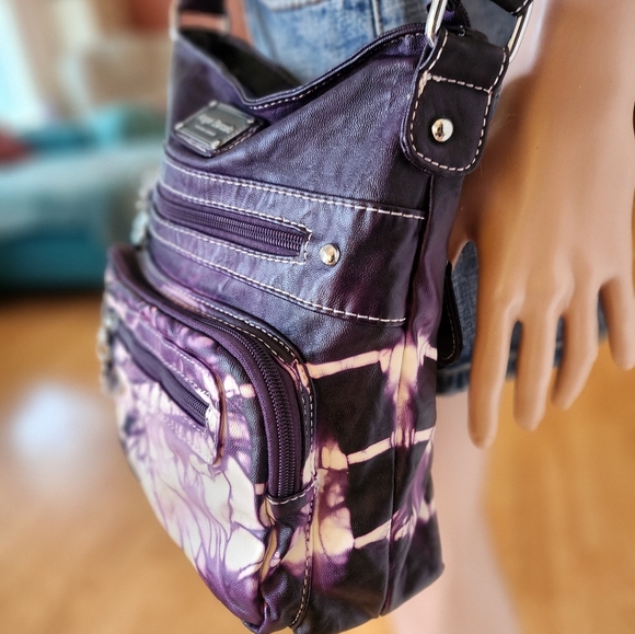 Angel Barcelo Vegan Purple Tie-Dye Crossbody Bag EUC - Picture 6 of 16